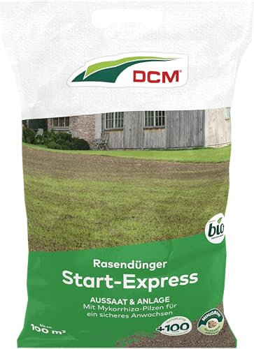 DCM Rasendünger Start-Express - Startdünger Rasen - Mit MINIGRAN® TECHNOLOGY - Rollrasen - organischer NPK-Dünger - 5 kg für 100 qm