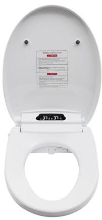 Copriwater bianco per bidet, sedile auto riscaldato elettronicamente intelligente, 37 x 51 x 13 cm, per bagni, WC