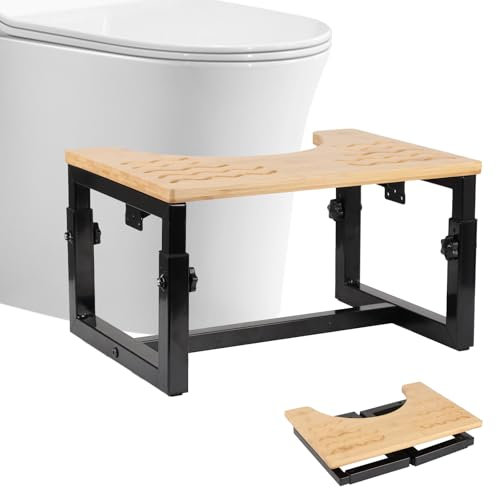 mumisuto Sgabello WC Pieghevole in Legno, Sgabello da Toilette Resistente, Antiscivolo, Sgabello Fisiologico Bagno per Adulti e Bambini, Poggiapiedi Pieghevole per WC