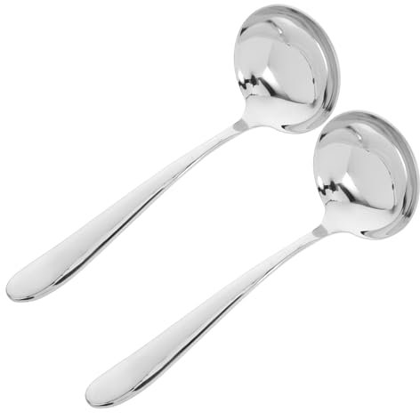 HEALLILY 2pezzi Cucchiaio Da Cucina Acciaio Inox Per Salsa e Stufati Per Servire Zuppe e Salse Resistente e Lavabile Lavastoviglie