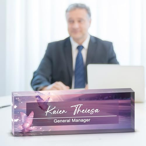 Placa de nombre de escritorio de acrílico personalizada, montaje sobre la mesa, decoración de oficina multipropósito, ideal para jefe, enfermera, maestro, regalo de aprecio para empleados (Estilo 1)