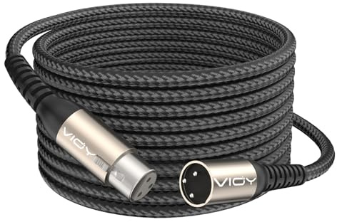 VIOY XLR Microphone Cable 3M, Mic Male to Female Balanced Cord 3 Pin - Nylon Braided XLR Extension Cable for Microphone, Mixer, Recoding Studio, Amplifier, Podcast, etc