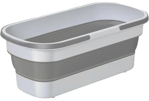 Raypontia 12 l 52 x 22 x 45 cm vikbar mopphink, stor platt mopp rengöringshink, vikbar hink med två handtag och hjul, silikonvattenhink vikbar för rengöring, camping
