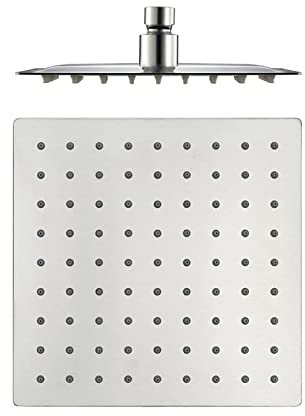 Porta per doccia ad alta pressione nichel spazzolato, grande soffione con pioggia quadrata in acciaio inossidabile, angolo regolabile, soffione rimovibile, 8 pollici