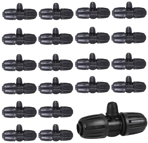Amllaing 20 Piezas Conector para riego de jardín en T, Conector de Manguera de jardín Conector en T, 16 mm a 4/7, para de riego por Goteo de Manguera