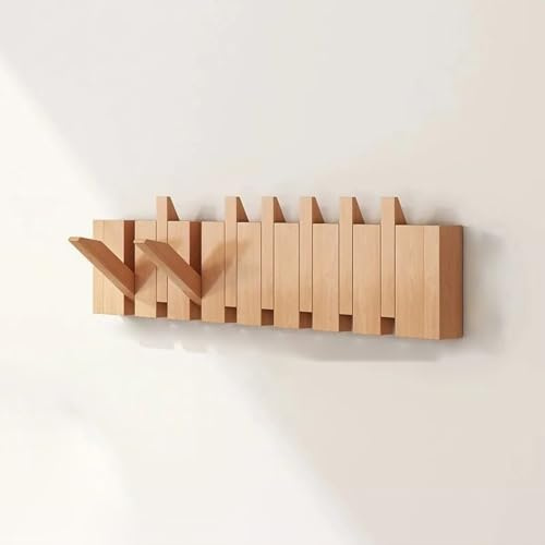 Perchero de Pared de Haya, con Gancho Abatible con Diseño de Teclas de Piano, Perchero Compacto para Abrigos Bolsos y Sombreros en la Entrada, para Armario Cocina Dormitorio y Baño(Primary,8 hooks)