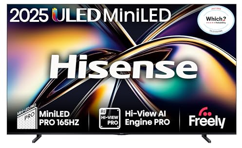 Hisense 100 100U8QTUK MiniLED QLED 165Hz Smart AI TV - Hi-View AI Engine PRO, 165Hz Game Mode Ultra, 4.1.2 Channel, Dolby Atmos, Quantum Dot Colour, Anti-Reflection PRO with Freely, YouTube, Netflix