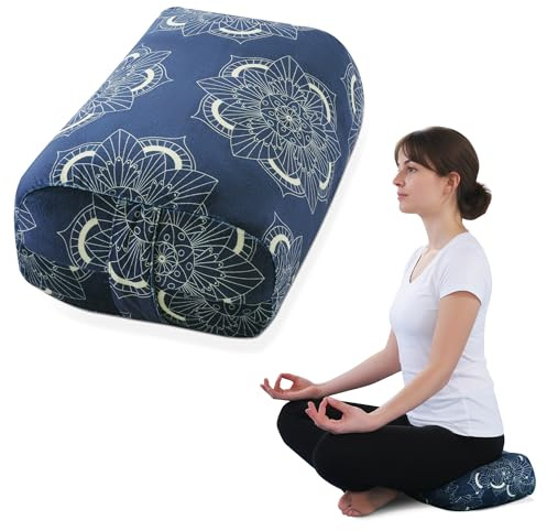 MABOZOO Yoga Bolster Pillow, Rectangular Yoga Bolster for Restorative & Meditation, Professional Meditation Cushion with Carry Handle