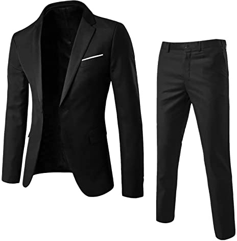 Tuta da uomo, 2 pezzi, slim fit, per matrimonio, completo, business, blazer, 2 pezzi, giacca e pantaloni da uomo, vestibilità stretta, da uomo, stile vintage, classico