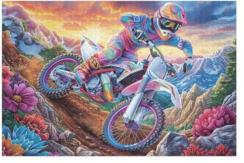 Piloto de Motocross montaña Bicicleta Todo Terreno Aventura Salvaje Puzzles 1000 Piezas Juguete Educativo 3D Interactivo Rompecabezas Familiar para Toda La Familia Entretenimiento Creativo Decorativo