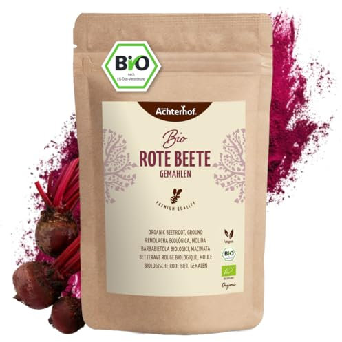 Rote Beete Pulver Bio 100g | erdig, herzhaft und süß | roh und gekocht verwendbar | ideal zum Färben von Lebensmitteln | vom Achterhof