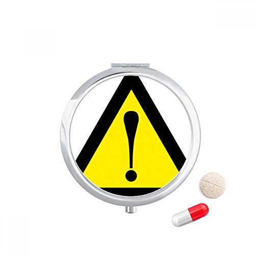 DIYthinker Warning Symbol Yellow Black Safe Triangle Travel Pocket Pill case Medicine Drug Storage Box Dispenser Mirror Gift