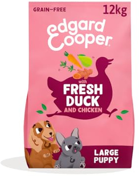Edgard & Cooper Croquettes Chiot Sans Céréales Pour Chiots Large (12kg), Canard Et Poulet Frais, Teneur En Fibres Adaptée Aux Chiots, Recette Naturelle, Jamais De Farine Animale
