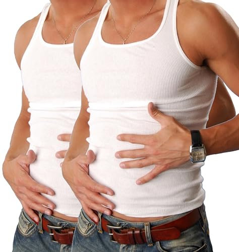 Cocain underwear 2 Herren Unterhemden Gr. M 100% Baumwolle weiß DOPPELRIPP Kochfest Trocknergeeignet 100% Baumwolle herrenunterwäsche Axel Shirt trägershirt Tank Shirt ärmellose t Shirts Gr. 5