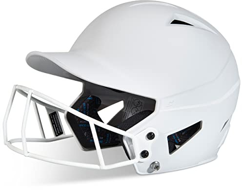 CHAMPRO womens Rise Fastpitch and Matte Finish HX Softball Batting Helmet with Facemask, White, Large US