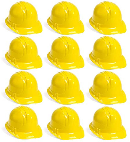 The Glowhouse Bauhelme für Partys & Verkleidungen - für Kinder & Erwachsene - Kunststoff - Set mit 12 Stück