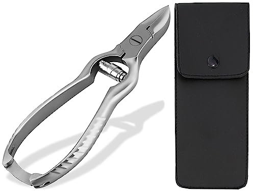 Profi Nagelzange Fußnagelzange aus hochwertigem rostfrei gehärtetem Edelstahl in schlankes Ausführung mit mehrfach geschliffener Schnittfläche und matt poliertem Oberfläche 14 cm inkl. Etui