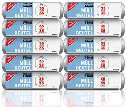 Gut & Günstig Müllbeutel 35L (35 Stück) - 10er Pack - Reißfest & Flüssigkeitsdicht - (10 x 35 Stück)
