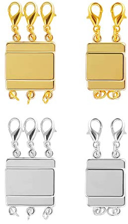 Silber Gold Ketten Layering Verschluss, 4 Stück Schichtung Magnetische Halskettenverschlüsse Verschlüsse für Armbänder Magnetische Ketten Verschlüsse Basteln Schmuck verschluss herstellungszubehör