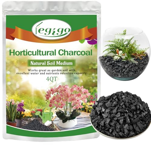 Legigo 4QT All Natural Horticultural Charcoal- Activated Hardwood Plant Charcoal for Soil Amendment, Conditioning Bonsai Soil, Succulent, Terrarium Supplies, Indoor Plant Potting Soil