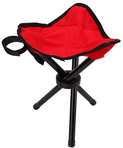 SPYMINNPOO Red Foldable Camping Tripod Stool with Carry Strap for Outdoors