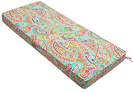 FUNHOME Outdoor Bench Cushion 42 x 18 Inch,Water-Repellent Patio Furniture Swing Cushion,Patio Loveseat Cushion with Handle and Straps, Garden Sofa Settee Couch Swing Pads 1 Pack, Melora Paisley