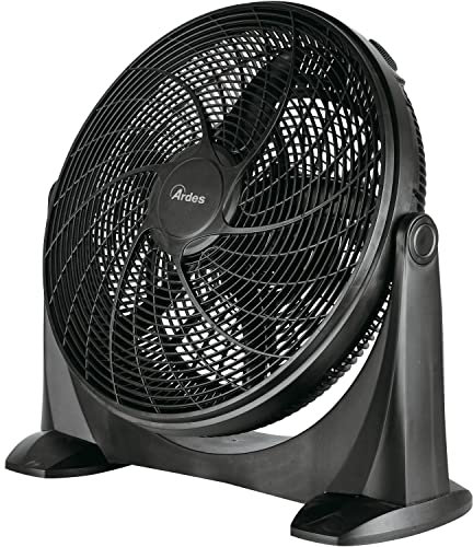 ARDES - AR5A51 Ventilateur de sol silencieux 5 pales SPACE 51 Terra Total Black avec inclinaison verticale et commande manuelle - 3 vitesses