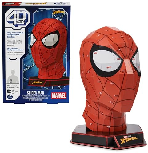 4D Puzzle, Kit di Modellismo per Puzzle 3D Marvel di Spider-Man da 82 pezzi con Supporto, Decorazione da Tavolo di Spider-Man, Puzzle 3D per Adulti e Ragazzi, 12+ Anni