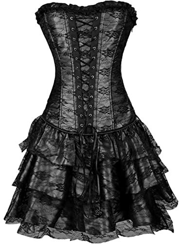 Korsett Kleid Corsagenkleid Corsage Vollbrust Kostüme Damen Burlesque Rock Moulin Rouge Gothic Corsagenkleid Korsett Spitenrock Übergrößen Halloween Corsage Rock Tüll Tutu