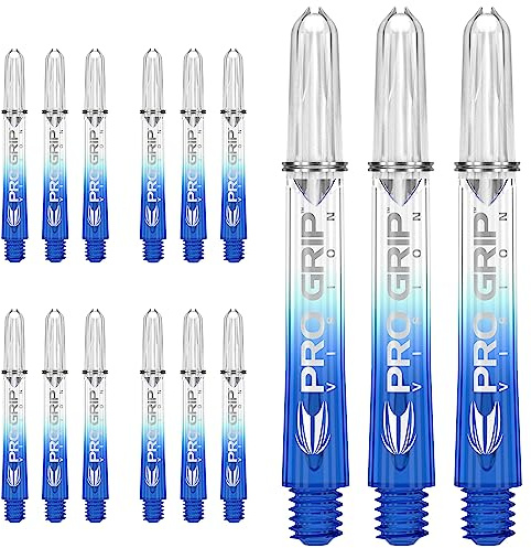 Target Darts Pro Grip Vision Darts Stems Medium, L48mm, Blue - Set of 15 Polycarbonate Dart Shafts Pro Grip Rings Included - Professional Darts Accessories