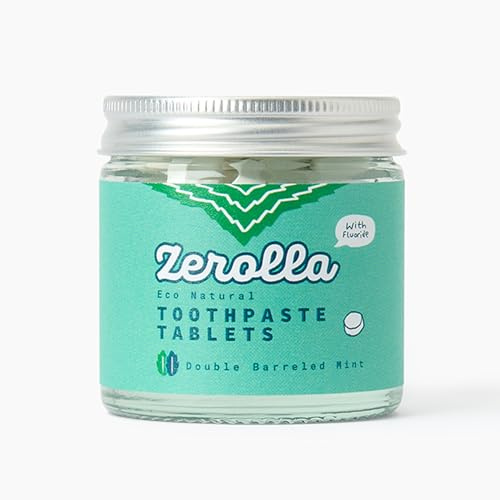 Zerolla Eco Natural Whitening Toothpaste 100 Tablets Double Barreled Mint | with Calcium Fluoride & SLS-Free | Fresh Breath & Fight Cavities