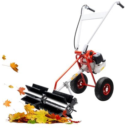 Barredora de gasolina para nieve, escoba eléctrica, 43 cc, 2 hub, 1,25 kw, cargador lateral manual, barredora de césped artificial