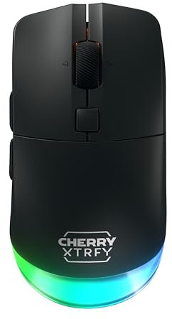 CHERRY XTRFY M50 Wireless, Kabellose Gaming-Maus, Verbindung über 2.4 GHz Funk, Bluetooth & Kabel, Ergonomische Form, RGB-Beleuchtung, Wiederaufladbar, Schwarz