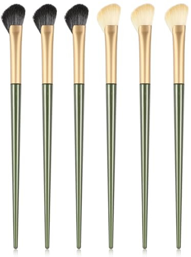 6 Stück Angewinkelter Contouring Pinsel Nase,Mabor Nasenkonturenbürste Make Up Pinsel Halbfächer Rougepinsel Make Up Zubehör Augenbrauen Augenpartie und Nase Concealer Brush für Kosmetik