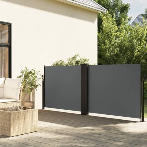 Gecheer Seitenmarkise Ausziehbar Markise Klemmmarkise,Garten-Sichtschutz Sonnenschutz Balkonmarkise Standmarkise Gartenmarkise Terrassenmarkise Gelenkarmmarkise Sonnenmarkise Anthrazit 100x600 cm