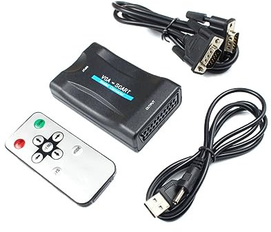 Housoutil Vga to Scart Converter Adapter Video Signal for Tv Monitor Home Cinema Use