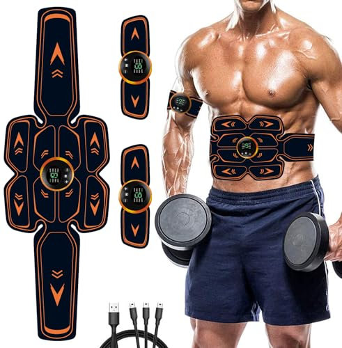 AILEDA Electroestimulador Muscular Abdominales, ABS Muscular Abdominales Cinturón, USB Recargable Electroestimulador Cuerpo Completo AB/Brazo/Pierna/Gluteos Electroestimulador