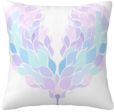 KIRROWE Funda de almohada cuadrada con alas de ángel de 12 x 12 pulgadas, funda de cojín de fibra de poliéster suave para el hogar y el coche