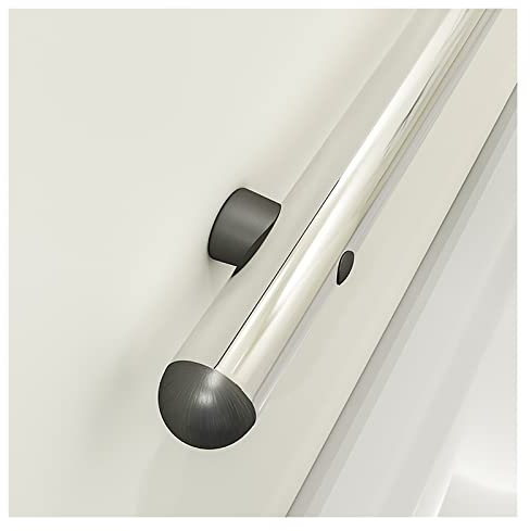 Treppengeländer aus Edelstahl mit Holz-Wandhalterungen, rutschfeste Stützschiene, rundes Geländer für Innentreppen, Flure und Korridore, 2 m Länge