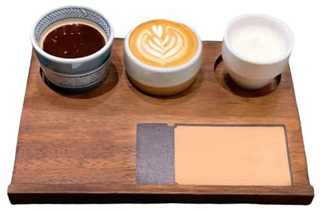 Bandeja para Servir de Madera | Plato de Servicio de Madera | Bandeja para el Desayuno | Bandejas de Madera Ovalada de cuadrículas Servicios de Comida bandejas de té Ideal para el Desayuno Coffee