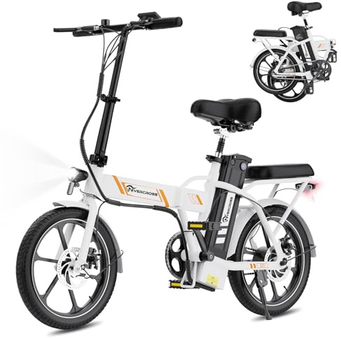 EVERCROSS EK5 Elektrofahrrad, 250W E Bike für Erwachsene, 36V Faltbares Elektrofahrräder Mountainbike, bis zu 25KM/H, Reichweite 35-60km, 16'' Reifen Elektrisches City Bike mit Verstellbarem Sitz