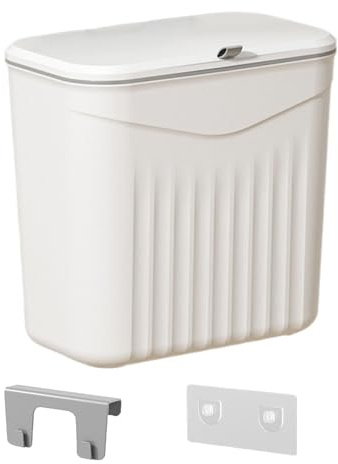 Arroopu Cubo De Basura Para Residuos Orgánicos De Cocina - Cubo De Residuos De Comida Montado En Pared Con Tapa | Suministros Diarios Para Lavandería Oficina Despensa Hogar Sobre Puerta Bajo Baño