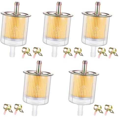 5 Sets 5/16 Inch Fuel Filter Inline, 5/16 Fuel Filter Universal Gas Inline Fuel Filters, Gas Fueled Filter for Tractors, Cars, Trucks, Motorcycles, Rv