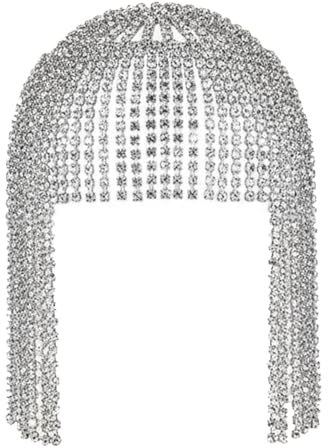 Copricapo in argento, copricapo con strass stile flapper in argento degli anni '20 con accenti di per feste e matrimoni