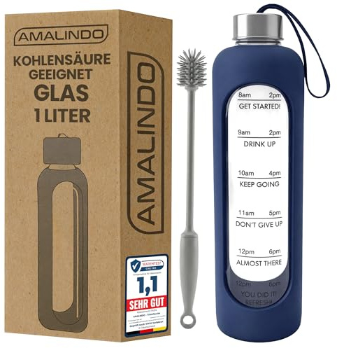 Amalindo Borraccia in vetro 1 l blu navy