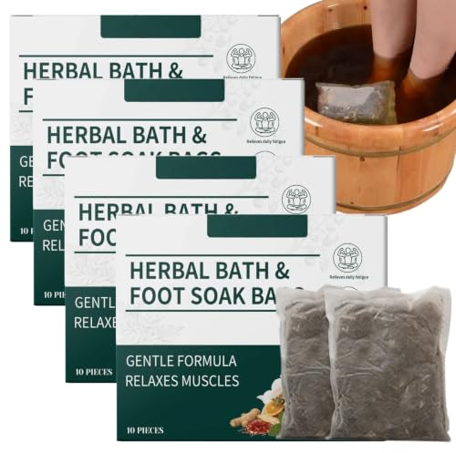 Herbal Foot Soak Bags, Stress Relief Daily Relieve Fatigue Dispel Cold Remove Dampness Relaxation, Natural Herbal Moxa Leaves Foot Bath Bag for Smooth Feet for Relaxing Spa and Bath Soak (40pcs)