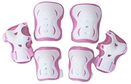 Kids 6PCS Safety Protective Gear Knee Elbow Wrist Pads Set Girls Boys Adjustable Collision Avoidance Skate Roller Blading Cycling Knee Braces Elbow Guards Wrist Support Protector Kneepad Pink