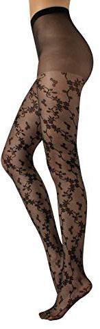 CALZITALY Collant Floréal à la Mode | Collants Voile Fantaisie à Fleurs Dentelle | Noir | S/M, L/XL | 20 DEN | Made in Italy (L/XL, Noir)