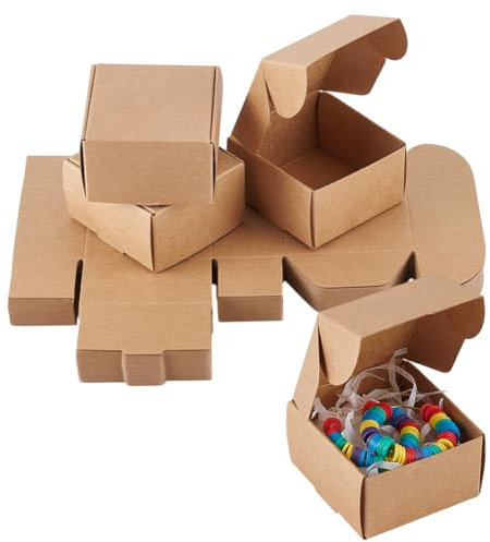 PandaHall 60pcs Karton Hochzeit Gastgeschenke Würfel Geschenkverpackung Kraftpapier Box Büttenpapier Zubehör Seifenkiste für Süßigkeiten Ohrring Kleine Schmuckherstellung Party Fest