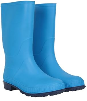 Mountain Warehouse Kids Flat Wellies - Rubber Boots with Durable Sole, PVC Rain Boots, Soft Fabric Lining - for School, Hiking and Outdoor, blue, 32 EU